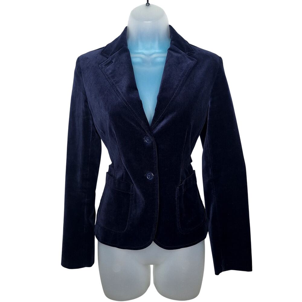 VTG Gap Y2K Velvet Blazer Jacket Small Whimsygoth Fairy Midnight Blue Victorian